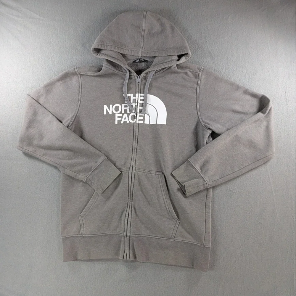 The North Face Mens Half Dome Full Zip Hoodie Size M Gray White Logo